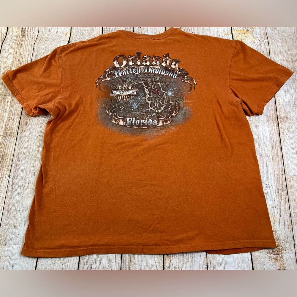 Harley-Davidson Men's Orange Skull Graphic T-Shirt - Picture 2 of 6